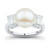 Cultured Freshwater Pearl (10mm) & Cubic Zirconia Baguette Ring in Sterling Silver