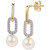 Cultured Freshwater Pearl (6 1/2mm) & Lab-Created White Sapphire (1/5 ct. t.w.) Link Drop Earrings in 14k Gold-Plated Sterling Silver