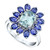 Aquamarine (2 ct. t.w.) & Iolite (1-3/4 ct. t.w.) Halo Flower Ring in Sterling Silver