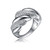 Sterling Silver White Gold Plated Clear Round Cubic Zirconia Wavy Twisted Ring