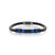 Mens Blue Stainless Steel w/ Black Carbon Fiber Genuine Leather Bracelet
