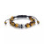 Men's Onyx Bead Skull Bolo Bracelet in Stainless Steel (Also in Tiger's Eye & White Agate)