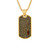Men's 18k Gold Plated Stainless Steel Simulated Diamonds and Tiger Eye Dog Tag Pendant