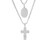 Men's 2 Pieces Stainless Steel and Simulated Diamonds Double Layered Cross and Our Lady of Guadalupe Pendant Set