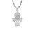 Men's Stainless Steel Simulated Diamond Basketball and Hoop Pendant