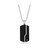 Mens Stainless Steel Black Pebbled Single CZ Dog Tag Necklace
