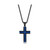 Men's Stainless Steel Black & Blue Plated Cross Necklace