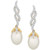 Cultured Freshwater Pearl (7 - 7 1/2mm) & Diamond (1/5 ct. t.w.) Twist Drop Earrings in 10k Gold