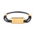 Gold-Tone IP Stainless Steel Logo Tag Braided Leather Bracelet