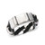 Stainless Steel and Black Leather Chain Bracelet