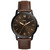 Men's Minimalist Brown Leather Strap Watch 44mm
