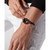 Black-Tone Stainless Steel Hexagon Leather Flex Bracelet