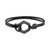 Black-Tone Stainless Steel Hexagon Leather Flex Bracelet