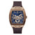 Men's Multi-Function Rose Gold-Tone Brown Leather Silicone Strap Watch 45mm