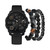 Men's Black Rubber Strap Watch 46mm Gift Set
