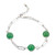 Dyed Green Jade Bead Paperclip Link Bracelet in Sterling Silver