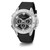 Men's Silver-Tone Glitz Smooth Black Genuine Leather, Silicone Rubber Strap Multi-Function Watch, 47mm