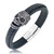 Men's Ornamental Skull Leather Bracelet in Stainless Steel