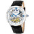 Original Stainless Steel Case on Black Alligator Embossed Genuine Leather Strap, White Skeletonized Dial, With Blue, Gold Tone, and Black Accents