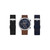 Men's Analog Black Strap Watch 47mm with Brown, Navy and Black Interchangeable Straps Set