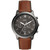 Mens Neutra Chrono gray case with brown leather strap