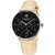 Original Men's Quartz Watch, Silver Case, Black Dial, Beige Genuine Leather Strap