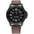 Men's Quartz Dark Brown Leather Strap Watch 46mm