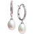 Cultured Freshwater Pearl (7 x 9mm) & Diamond (1/10 ct. t.w.) Hoop Drop Earrings in Sterling Silver