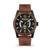 Men's Ferndale 3 Hands Date Brown Dark Leather Strap Watch 45mm