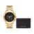 Men's Slim Runway Quartz Chronograph Gold-Tone Stainless Steel Watch 44mm and Slim Card Case Set
