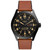 Men's Defender Solar Brown Leather Strap Watch, 46mm