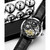 Men's Black Leather Strap Watch 45mm