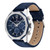 Men's Multifunction Navy Blue Leather Strap Watch 46mm