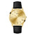 Men's Quartz Gold-Tone Stainless Steel Black Leather Strap Watch 44mm