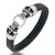 Men's Leather Skull Head Bracelet in Stainless Steel