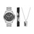 Men's Three Hand Silver-Tone 48mm Watch, Bracelet and Necklace Gift Set, 3 Pieces