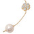 Cultured Freshwater Pearl with Diamond Flower Bracelet in 14K Yellow Gold