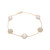 Cultured Freshwater Pearl with Diamond Flower Bracelet in 14K Yellow Gold