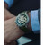 Men's Swiss Automatic Chronograph Freelancer Green Leather Strap Watch 44mm