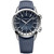Men's Swiss Automatic Freelancer GMT Blue Leather Strap Watch 41mm