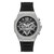Men's Silver-Tone Glitz Black Silicone Multi-Function Watch 44mm