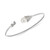 Cultured Freshwater Pearl (8mm) & Cubic Zirconia Cuff Bangle Bracelet in Sterling Silver