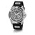 Men's Silver-Tone Glitz Black Silicone Multi-Function Watch 48mm
