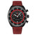 Men's Chrono Red Genuine Leather Strap Watch with Tachymeter 44mm