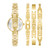 Women's Gold-Tone Alloy Bangle with Crystal Accents Fashion Watch 37mm Set 4 Pieces