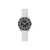 Women's Genuine Diamond Black Dial and Silver-Tone Expansion Metal Bracelet Analog Watch 34mm
