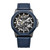 Men's Automatic Blue Silicone and Genuine Leather Strap Watch 45mm