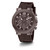 Men's Chocolate Brown Genuine Leather, Silicone Strap, Multi-Function Watch, 46mm