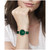 Women's Geneva Green Leather Strap Watch 32mm