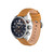 Mens Dual Time Brown Light Genuine Leather Strap Watch 47mm